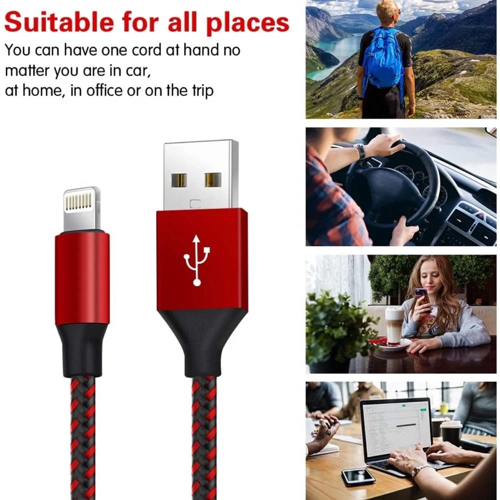 Lightning Cable Fast Charging High Speed Chargers Compatible with iPhone 5 Pack
